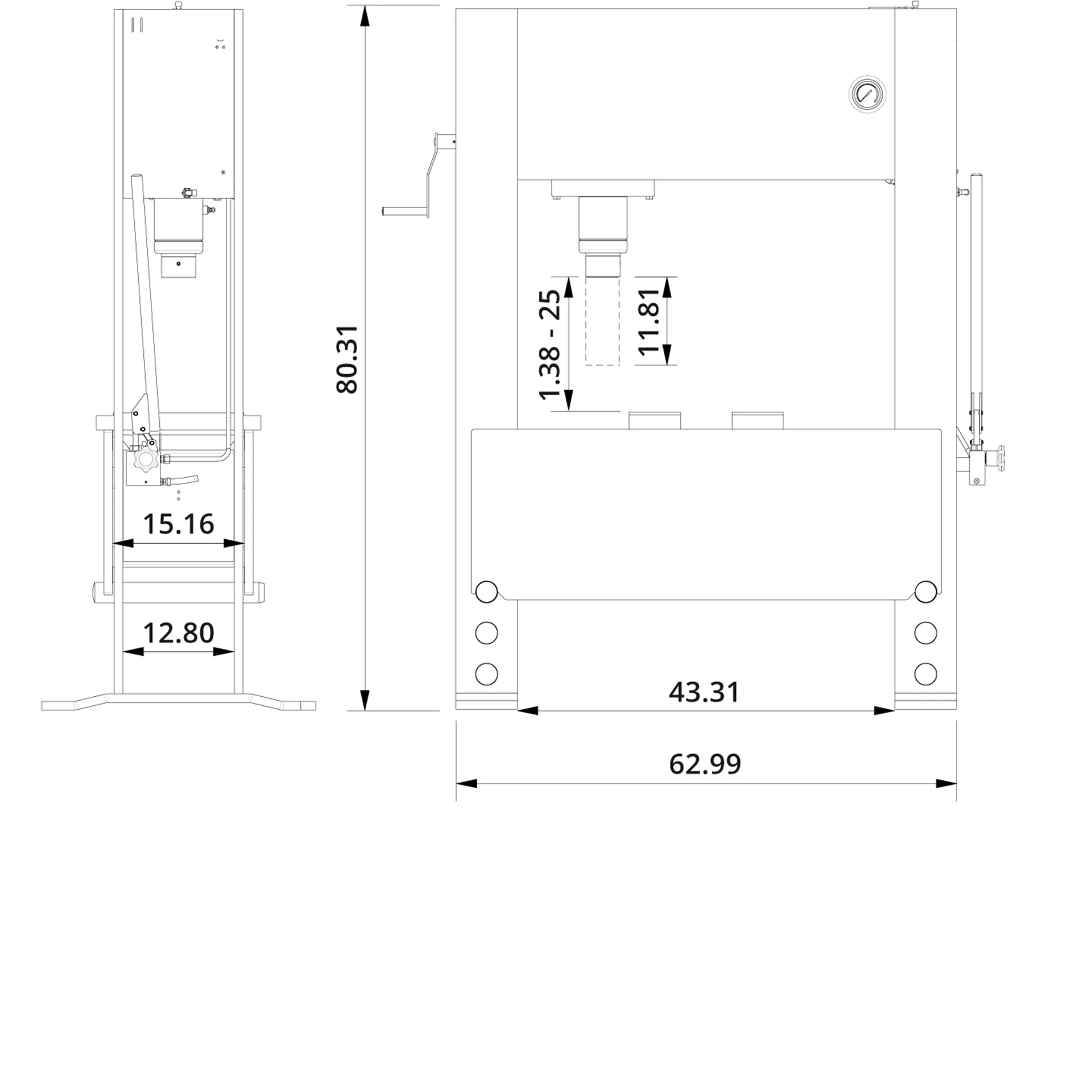 Hydraulic Press P100H Drawing US