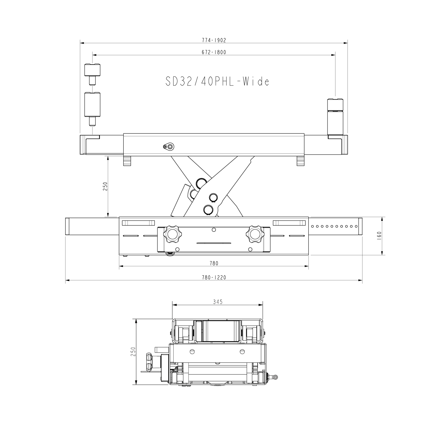 Jacking Beam SD40PHL W Drawing