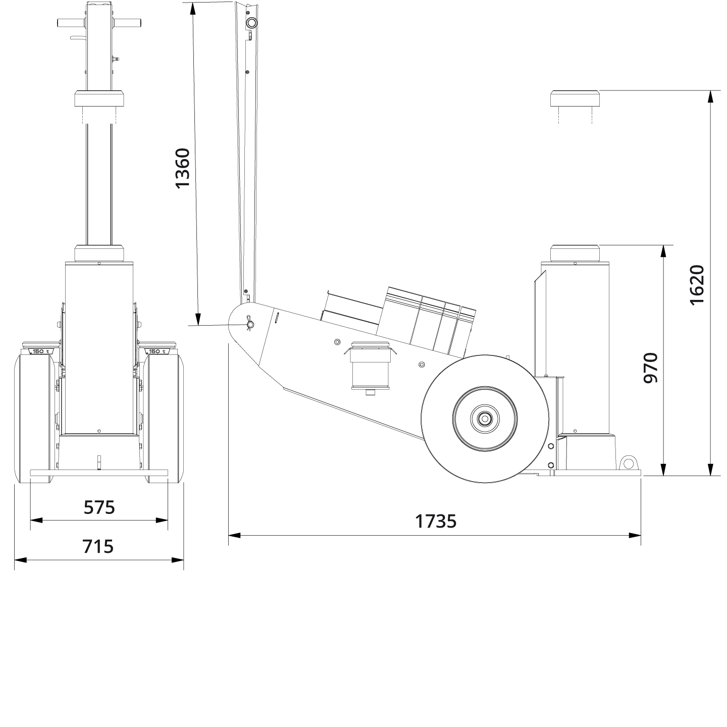 Heavy Duty Jack 150 1H Drawing