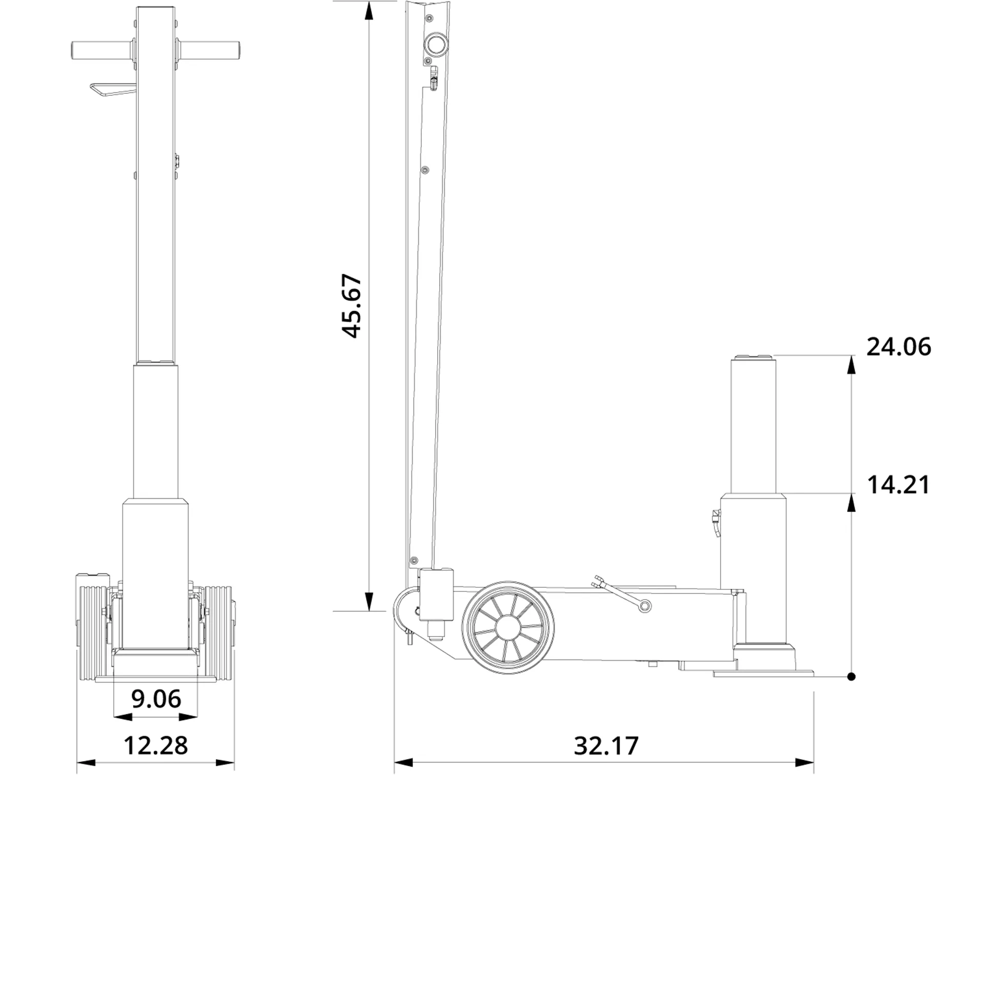 Air Hydraulic Jack 25 1H Drawing US