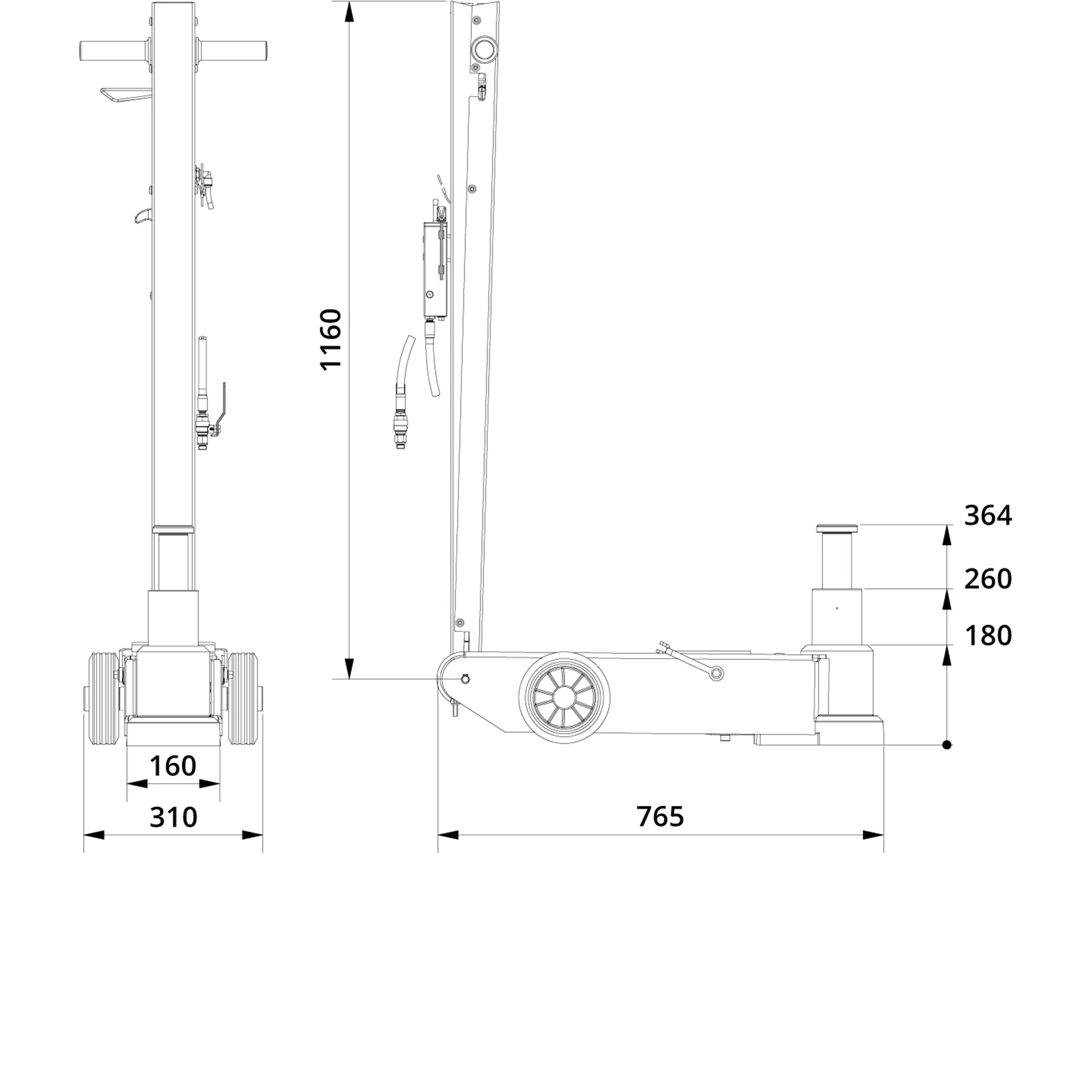 Air Hydraulic Jack 25 2AP Drawing (1)