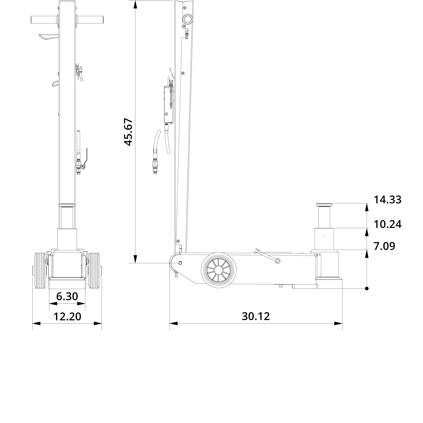 Air Hydraulic Jack 25 2AP Drawing US