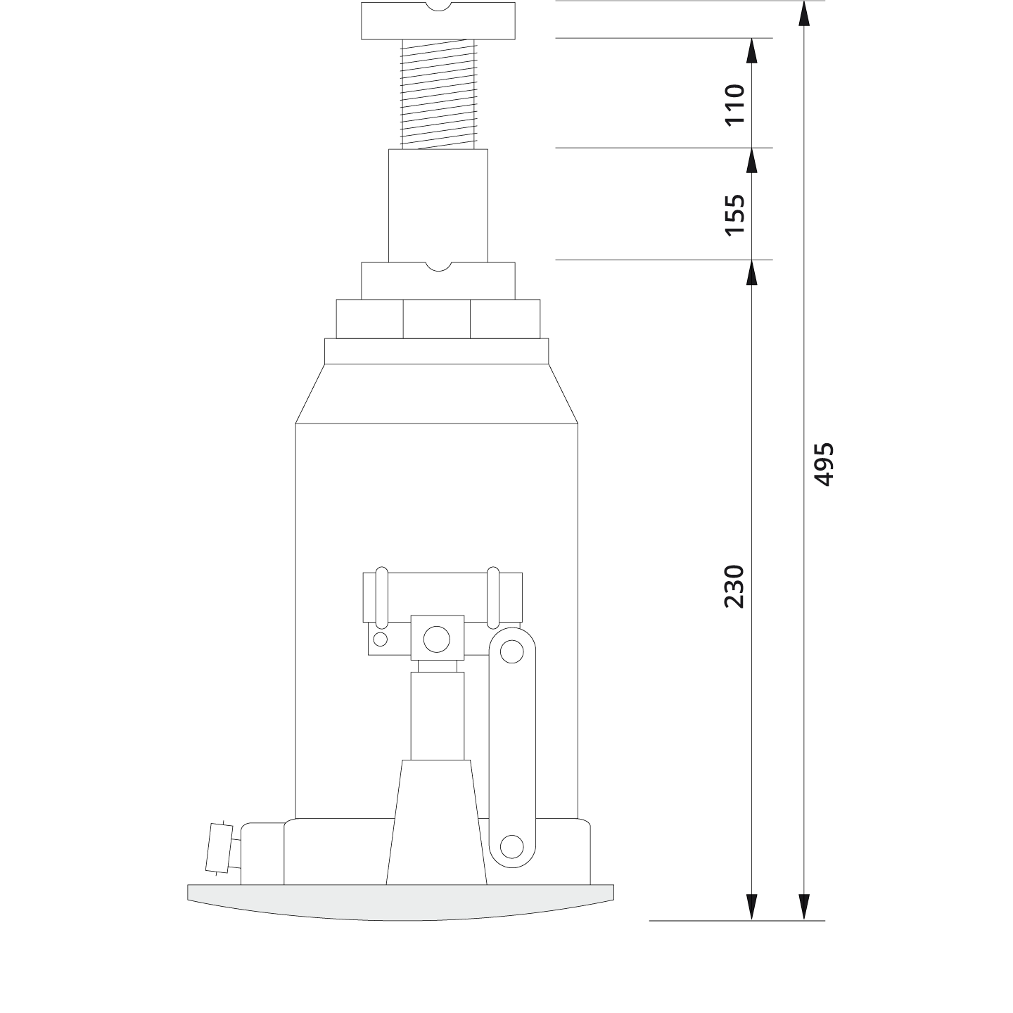 Bottle Jack AX15 230 Drawing