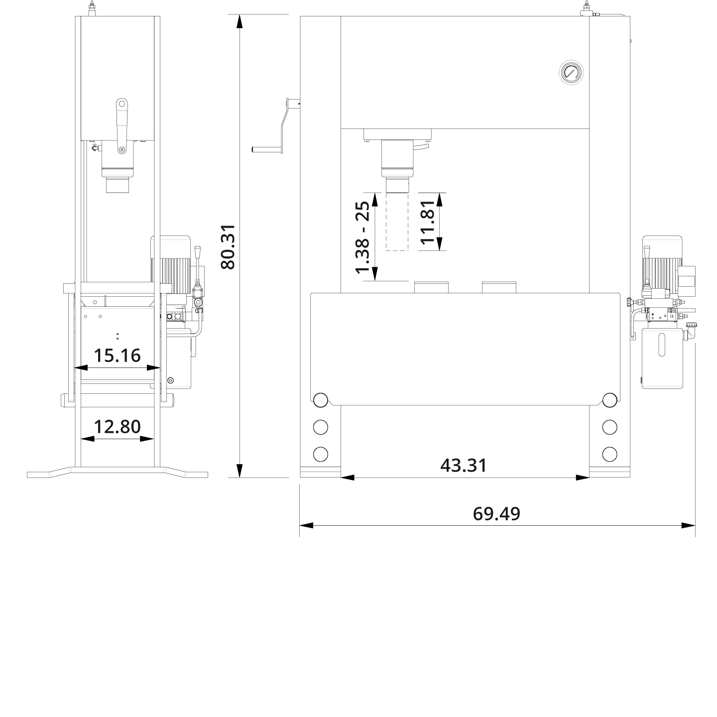 Hydraulic Press P100EH Drawing US