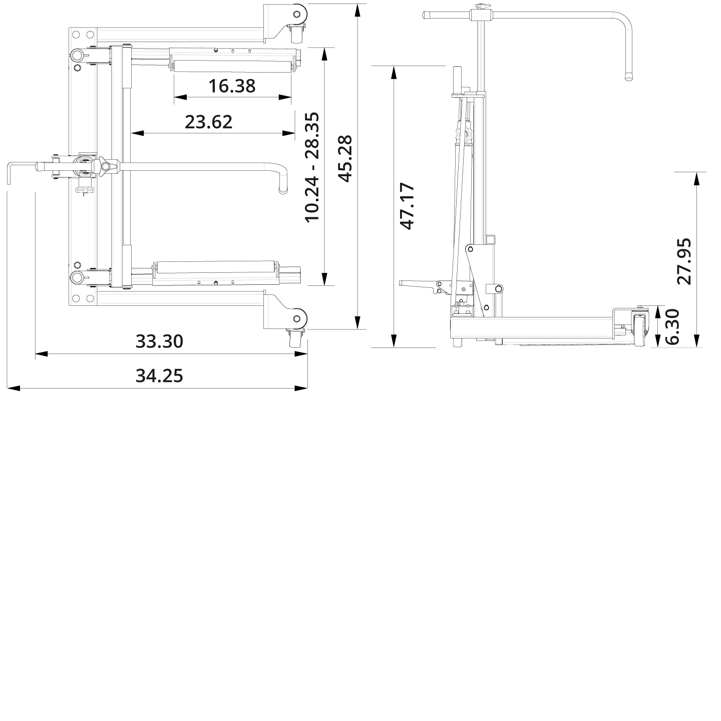 Wheel Trolley WTA500 Drawing US