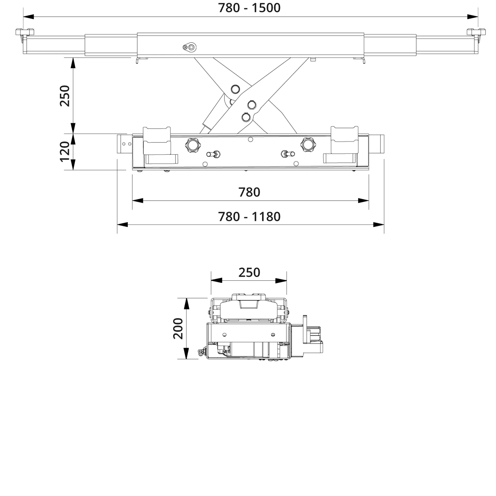 Automatic air hydraulic jacking beam 2,0t SD20PHL-A