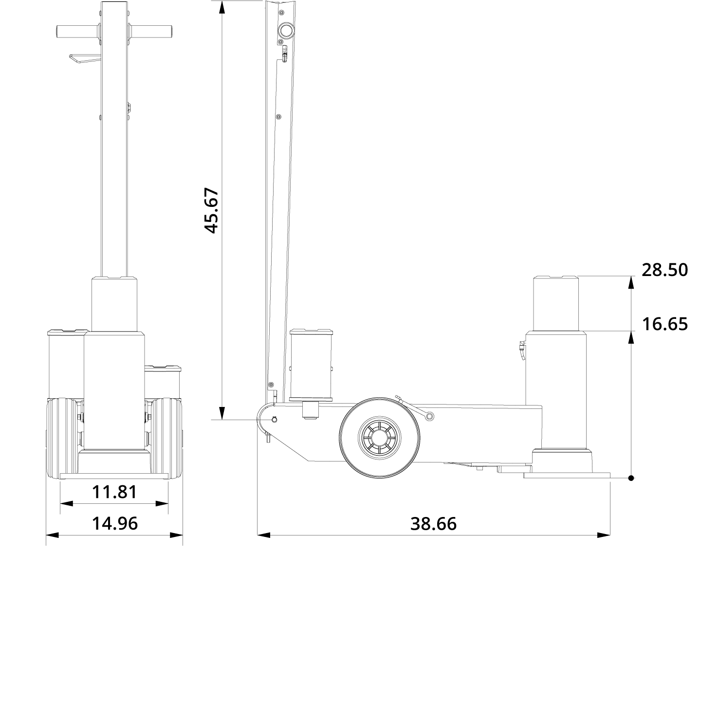 Air Hydraulic Jack 65 1H Drawing US