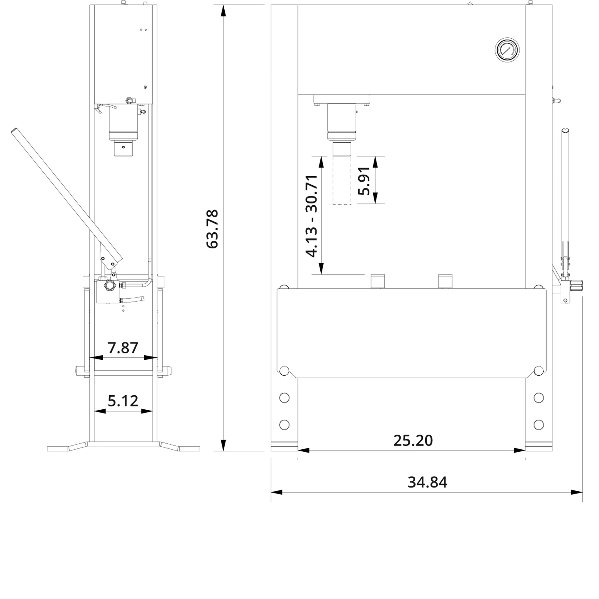 Hydraulic Press PJ25H Drawing US