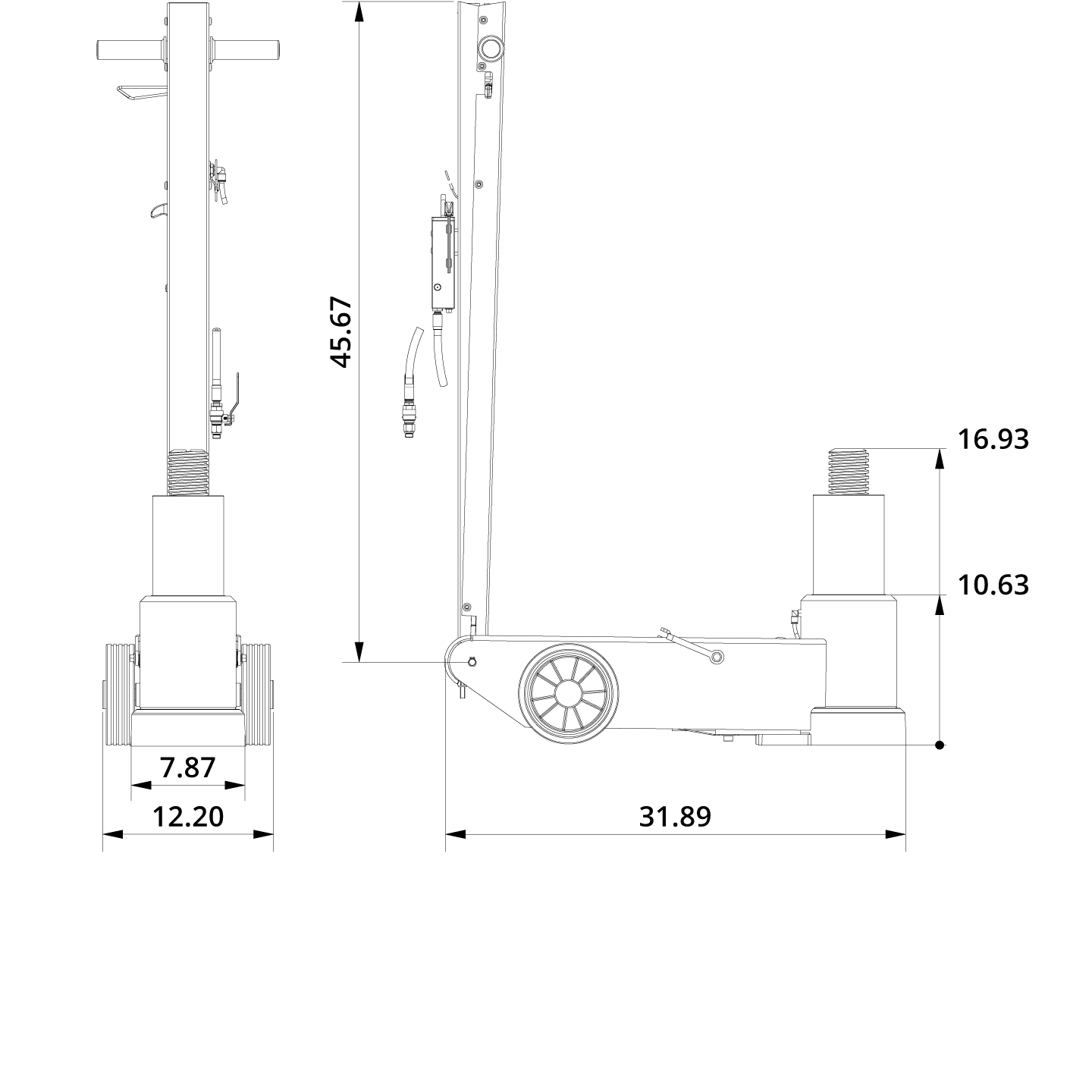 Air Hydraulic Jack 65 1AP Drawing US
