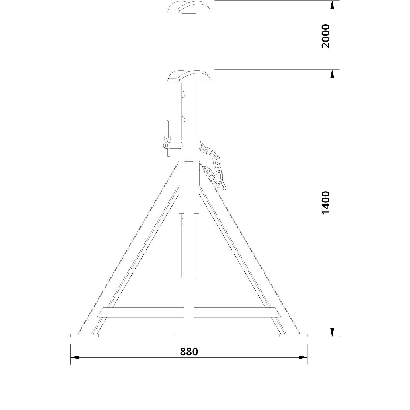 Axle Stand ABS8 1400 Drawing
