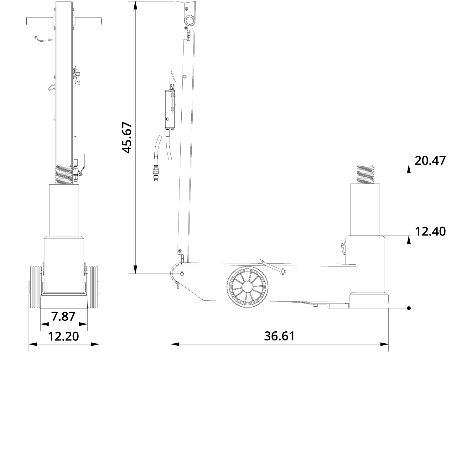 Air Hydraulic Jack 65 1APH Drawing US